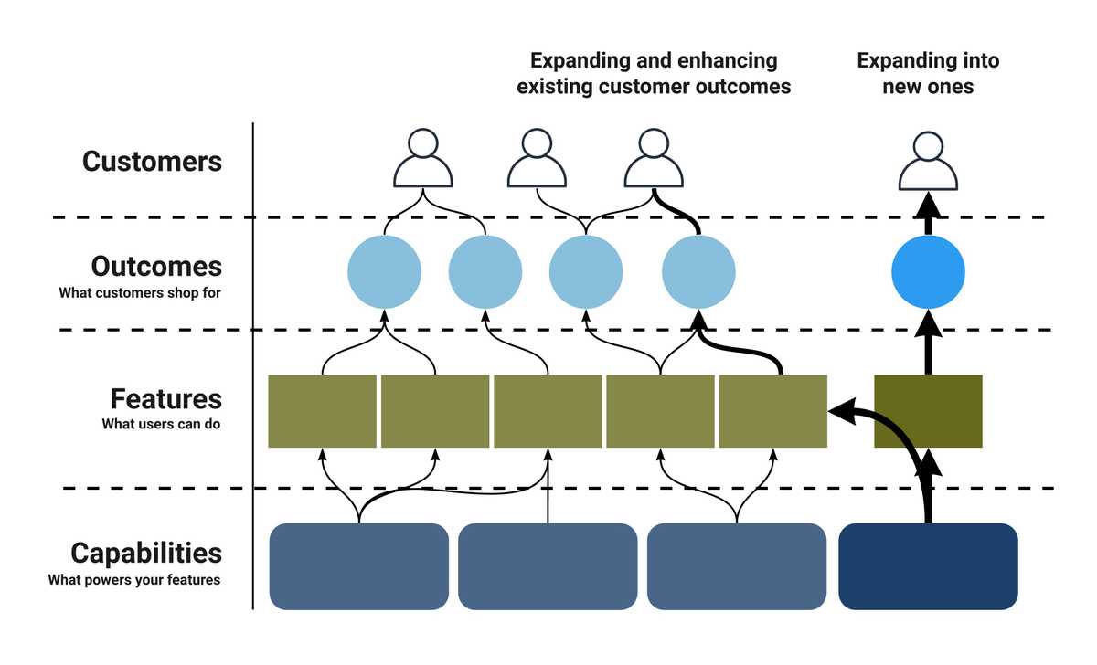 An example of mapping an emerging capability to new and existing
outcomes